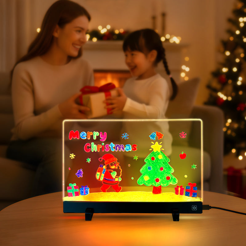 Magic Glow Drawing Pad for Kids – LED Light Writing Board with 12 Color Pens, Reusable Art &amp; Learning Toy
